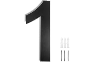 Meision Hausnummer Anthrazit Edelstahl Hausnummer RAL 7016 Feinstruktur Pulverbeschichtet aus Massivem Schrift Arial Mit Schrauben Höhe 20cm - Ziffer 1
