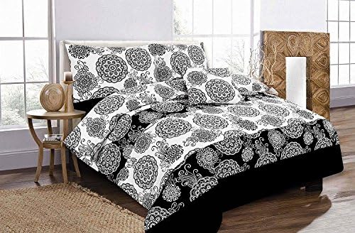 GB Textiles 4 Pieces Bed In A Bag Megan Floral Abstract Black Single Duvet Quilt Cover Pillowcase Bedding Set