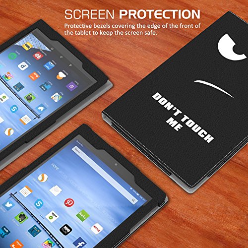 MoKo Fire HD 10 2015 Hülle – Kunstleder Ständer Schutzhülle Smart Cover mit Auto Schlaf / Wach Funktion und Stift-Schleife für Amazon Fire HD 10.1 Zoll (5. Generation – 2015 Modell), Don’t touch me - 4