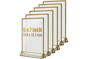 TOROTON Thekenaufsteller, Goldenes Seitenklares Acryl Werbeaufsteller T-Aufsteller Tischaufsteller für Hochzeitsparty - 6 Stück (5 x 7 zoll/12,7 x 17,8 cm), Nicht für A5