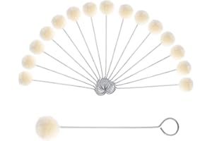 AJCOTAHM 15 PCS Wool Daubers Ball Brush, Shoe Dye Applicator Leather Dye Tool Leather Crafting Tools with Metal Handle for Dying Staining DIY Crafts Projects Shoe Shine Polish