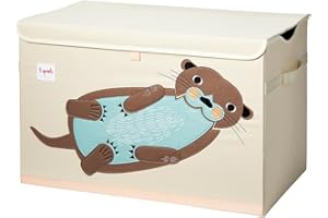 3 Sprouts Duża skrzynia na zabawki z pokrywką i uchwytami – solidny organizer do przechowywania pudełek na zabawki dla chłopców i dziewcząt, przestronne składane pudełko do przechowywania zabawek z