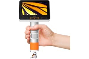 MatataStudio MX2-A Microscope Enfant Portable Portatif 1600X Microscopes Numérique Sans Fil USB 4K avec Écran LCD 1080p de 4.3'' Microscope Électronique Professionnel pour Classe de Biologie Lab École
