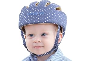 IULONEE Baby Helm Kleinkind Schutzhut Kleinkind Kopfschutz Baumwolle Hut Kleinkind Verstellbarer Schutzhelm (Elegantes Blau)