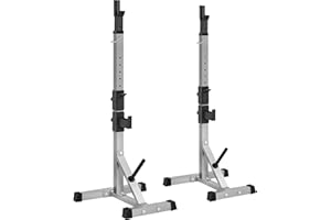 Abician Cages de Squat Support d'Haltères Repose pour Haltères Max 300 kg Haltère Réglable 14 Niveaux Rack Squat Musculation avec Barres de Support, Fitness Multifonction pour Gym, Domicile