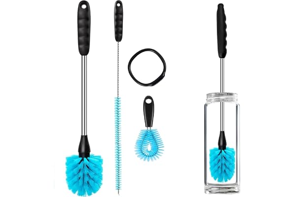3Pcs Bottle Cleaner Brush Set, 15 inch Long Handle Washing Baby Bottle Cleaning Brushes for Narrow Neck Water Bottles Tumblers Straws Coffee Mugs Sport Bottles Flasks and Thermos Lid Cup Brush