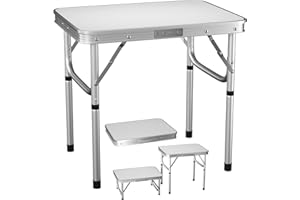 Lucn Table de pique-nique pliante de 60 cm - Table de camping - Table de travail - Table de travail - Pour intérieur ou extérieur - Pour pique-nique, fête, dîner - Réglable - 2 hauteurs de 0,6 m x 0,5
