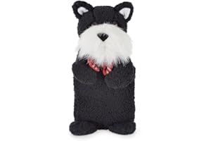 Habigail Hot Water Bottle Plush Scottie Dog Super Soft Cover Premium Natural Rubber 1 Litre Hot Water Bag - Helps Provide Warmth and Comfort (Black)