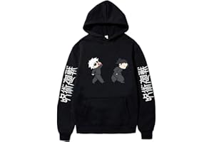 XSLGOGO Unisex Anime Jujutsu Kaisen Felpa con Cappuccio Gojo Satoru Pullover Geto Suguru Felpa Casual a Maniche Lunghe