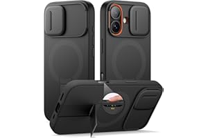 SURITCH Magnetisch hülle Kompatibel mit iPhone 17, Stoßfest Handyhülle Kratzfest Schutzhülle mit Kamera Steuertaste & Kameraabdeckung schieben & verstellbarem Kickstand(schwarz)