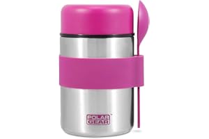 Polar Gear Insulated Food Flasks For Hot Food – Triple Layer Stainless Steel Hot Food Flask With Spoon – Keep Meals & Drinks Hot for 6 Hours & Cold for 6 Hours – Soup Flask For Work, School - Pink