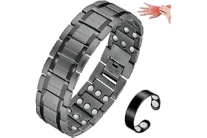 ‎CIGMAG Cigmag Lymphdrainage Magnetarmband Herren Ultrastarke Magnete Edelstahl verstellbar mit Entnahmewerkzeug und Geschenkbox (Grau)