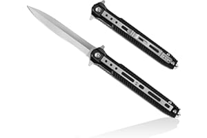 HONZIN 2 en 1 Navaja Plegable Multiherramienta 3Cr13 Cuchillo de Bolsillo de Acero Inoxidable, Navajas de Rescate con Rompevidrios Mango de Acero, Regalos (Negro)