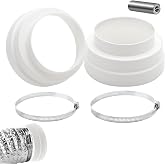 2 Piece Reducer Connector, 120 150 160 mm, with 2 Stainless Steel Hose Clamps, Universal Reduction Adapter, for Ventilation S