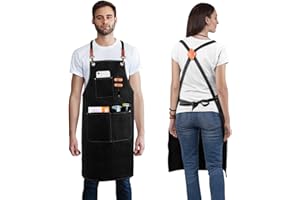 CORPOWER Tablier de Cuisine, Tablier de Travail Hommes Femme avec 3 Poches, Réglable Tabliers Chef, pour Cuisine, Jardinage, Restaurant, Barbecue, Café