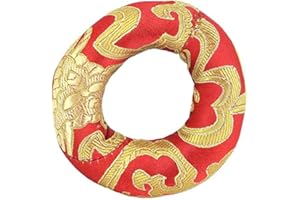 LIAKAI Brocado de seda tibetano hecho a mano redondo para meditación, cuenco de meditación, cojín de 8 cm, como se describe 8 cm