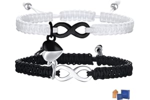 VNOX Bracelet Couple Infinity Symbole Coeur Acier Inoxydable Tissé à la main Couple Bracelet Yin Yang pour elle et son Partenaire Valentine Cadeaux