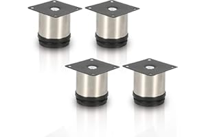 ‎SONNEWELT Sonnewelt 4er Set Möbelfüße | Hochwertige Edelstahl Möbelfuss | 50mm Verstellbare für individuelle DIY-Möbel | Möbelbeine Küchenschränke Edelstahl runde Schrankfüße