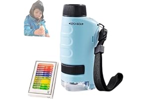 CUNSIEUN Minilabsters Miniscope Kids,Mini Labsters Tragbares Mikroskop, Miniscope Tragbares Mikroskop Kinder,LED-beleuchtetes Taschenmikroskop für wissenschaftliche Experimente,Studenten, Kinder (Blau)
