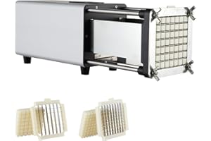 VEVOR Coupe-Frites Électrique, Coupe-Légumes Multifonction avec Lame en Acier Inoxydable de 12,7 et 9,5 mm, Trancheuse de Pommes de Terre avec Pieds Antidérapants, pour Concombres, Carottes, Argenté