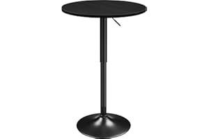 ‎YAHEETECH Yaheetech Bartisch Runder Stehtisch Bistrotisch 360° Drehbar Höhenverstellbar 69,5–91 cm, Ø 60cm Partytisch aus Metall für Zuhause/Klub/Pub, Full Schwarz