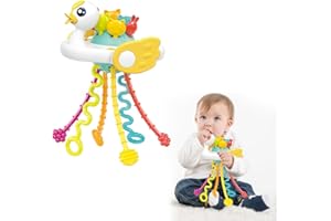SUNXBUK Giochi Sonaglio Dentizione del Neonato,Giocattoli Montessori per Neonati,Giochi Sensoriali per Neonati,Silicone,Simpatica Papera Bianca,Giocattoli da Viaggio per Bambini 0 1 2 3 Anno