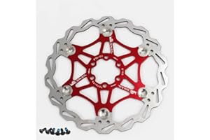 Newgoal Disco Freno a Disco per Bicicletta, 180mm Disco Freno per Bicicletta Mountain Bike Disco Freno flottante Blocco Centrale Accessori per Biciclette(Rosso)