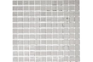 MOSAIK-NETZWERK Mosaik Quadrat Crystal uni silber Glasmosaik Transluzent Transparent 3D Fliesenspiegel, Mosaikstein Format: 25x25x4 mm, Bogengröße: 327x302 mm, 1 Bogen/Matte
