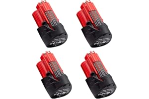 AKKOPOWER 3.0Ah Replacement Battery 12V Battery Li-ion Compatible with Milwaukee Xc 48-11-2420 48-11-2411 48-11-2440 48-11-2401 48-11-2402 Batteries 12V Cordless Tools (4Pack)