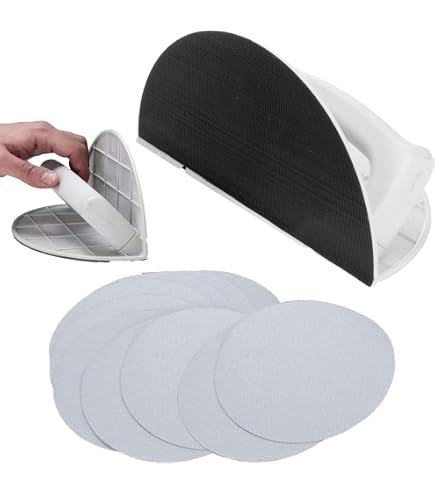 Ponceuse Coins Intérieurs Semi-circulaire Ponceuse D'angle Pour Placo – Forme Semi-circulaire, Papier Abrasif Auto-adhésif – Kit Avec 10 Feuilles Grain 180 Kit Ponçage Mastic Angles Intérieurs