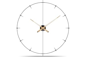 Cander Berlin Leander XXL zegar ścienny w stylu vintage, bezgłośny, 60 cm, drewniane wskazówki bez odgłosów tykania, duży, nowoczesny, czarny, do salonu, kuchni, metalu, włókna szklanego