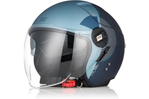 ORIGINE Casco Jet Moto Casco Aperto Scooter con Doppia Visiera Omologato ECE2206