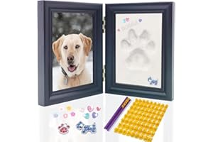 JOURNDREAM Set di impronte di zampe per cani e gatti, fai da te, in legno 3D, per cani o proprietari di gatti, cornice portafoto per cani e gatti (nero, 9" (larghezza x altezza x 1,34")