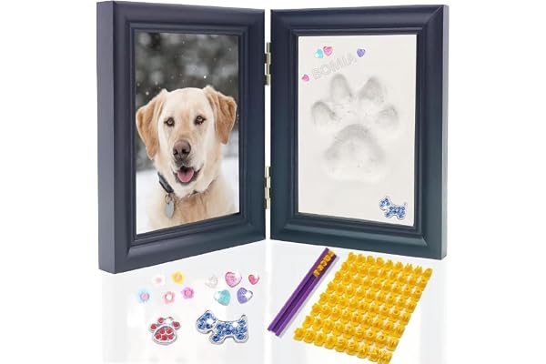 Lot de Cadres Photo 3D en Bois pour Empreintes de Pattes de Chien et Chat - pour Chiens ou Chats - Cadre Photo Souvenir pour Chien et Chat - Noir - 22,9 x 15,2 x 3,4 cm (l x H x D) (Black)