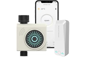 Programador Riego Automático, Kazeila Bluetooth Programador Riego Wifi Temporizador para Mangueras Inalámbrico IPX5 Impermeable con Retraso de Lluvia, Modo de Riego Manual para Jardín, Balcón y Césped