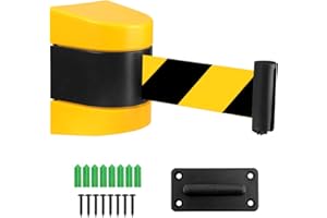 TONGBOKE Retractable Barrier, 10m Magnetic Barrier Tape, Black and Yellow Cordon, Crowd Control Safety Barrier, Cordon Barrier for School, Airports, Hotel, Playground
