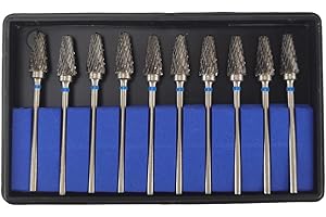 Airgoesin 10pcs HP Cutting Burs Drill Polisher Cutter Tungsten Carbide, 2.35mm Shaft Plaster Alloy Acrylic Polishing Cleaning