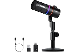 COMICA EJoy D10 Cardioid Mikrofon Dynamisches USB-C/XLR Mikrofon mit 48kHz/24bit, Calmix Rauschunterdrückung, RGB-Beleuchtung, Einstellbare Verstärkung & Monitoring, Microphone pour Streaming, Podcast
