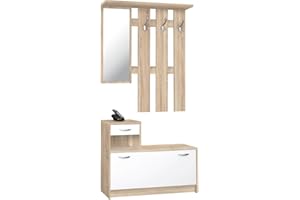 AVANTI TRENDSTORE - Rudolf - Guardaroba da Ingresso con Specchio, 3 Ganci appendiabito e Comoda scarpiera. Disponibile in diversi colori (Marrone)