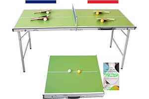 Fakais Mini Table de ping Pong Pliable intérieur et extérieur, Table de Tennis de Table,4 Raquettes + 6 balles +Filet. Passez des Moments inoubliables en Famille, jouez au ping Pong à la Maison