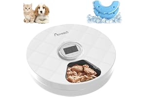 Auveach Distributore Automatico Cibo Gatti Umido Dispenser Crocchette Gatto Refrigerante senza Fili con Timer Programmabile, 6 Pasti Freschi