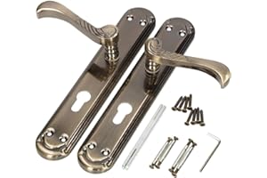 Kotarbau Maniglia per porte interne ed esterne, guarnitura per porta a piastra lunga con foro Yale, da 72 mm