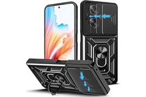 Loyhee Funda para OPPO A79 5G (6.72"), Protección de la Cámara Carcasa con Cubierta de Cámara Deslizante y Soporte de Anill PC Dura y TPU Silicone Anti-Choque Case – Negro