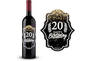 ‎GRAVURZEILE GRAVURZEILE Flaschenetikett – Zum Geburtstag - schönes Geschenk zum Geburtstag - Geschenk für jeden Weinliebhaber - für jede Weinflasche geeignet- Geschenk für Sie & Ihn Farbe 20. Geburtstag