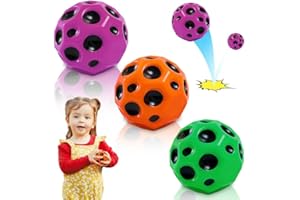 GAROMIA Jump Ball Lot de 3 balles rebondissantes en caoutchouc pour enfants - Vert orange violet