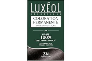 LUXEOL - Coloration Permanente 3N Châtain Foncé - Sans Ammoniaque - Couvre 100% des Cheveux Blancs(1) - Longue Durée(2) - Couleur Lumineuse Éclatante Intense - Testée & Approuvée - 60ml, 60ml, 12ml