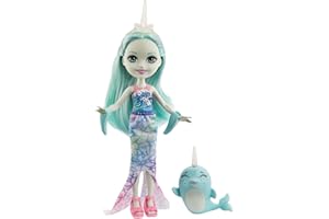 Enchantimals mini-poupée Naddie Narval et figurine animale Sword, avec jupe sirène, nageoires et chaussures, jouet pour enfant, GJX41
