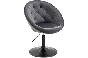 ‎SVITA SVITA Havanna Cocktail-Sessel Lounge Clubsessel Drehsessel Samt-Optik glänzend Retro Barhocker Dunkelgrau