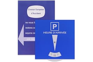 BLUHEN 2 Pièces Kit Jeune Conducteur Indispensable Disque Bleu De Stationnement Zone Bleue Constat Amiable Accident Parcomètre pour voiture et moto Accessoires Auto