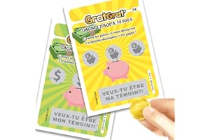 MIMI GRANDIT Demande témoin mariage, Témoin de la mariée, du marié, Demoiselle d'honneur, Garçon d'honneur, Carte à gratter, Veux-tu être mon témoin ? (lot 2 cartes: MON + MA témoin)